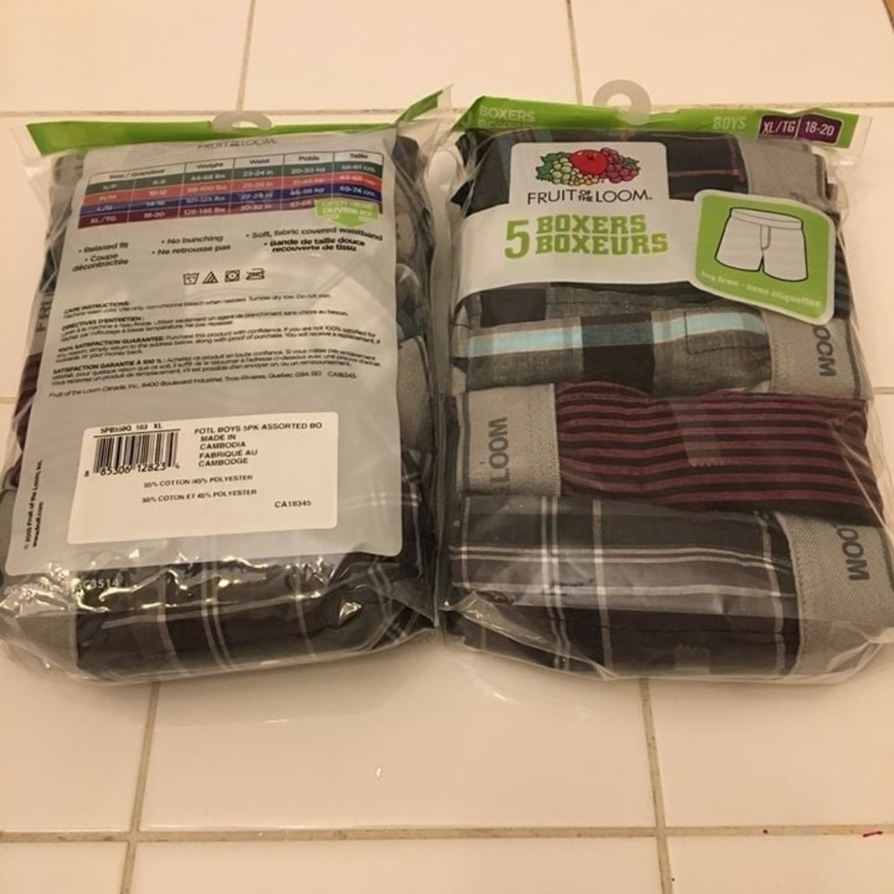 BRAND NEW youth boy 10 fruit of the loom boxers / underwear size XL 18-20